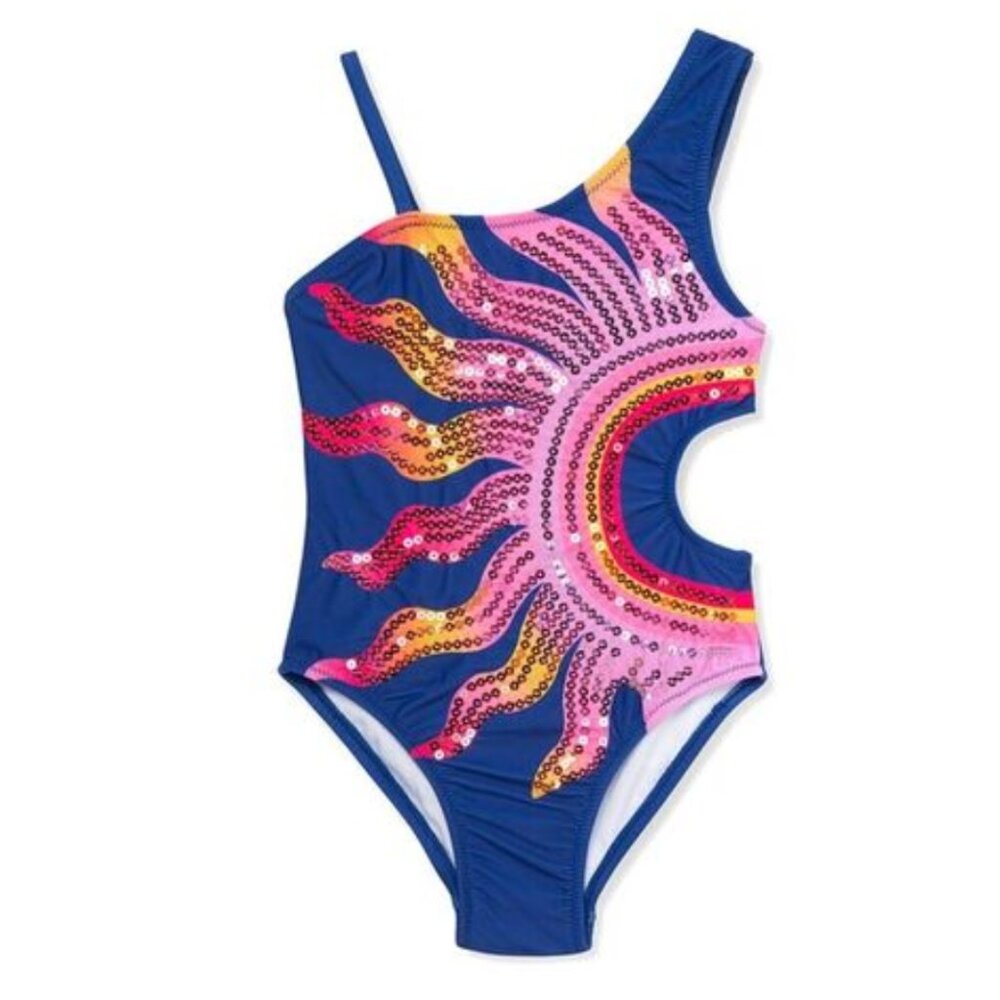 NWT Peek Aren't You Curious Kids' Sequin Sun One-Piece Swimsuit - 3T